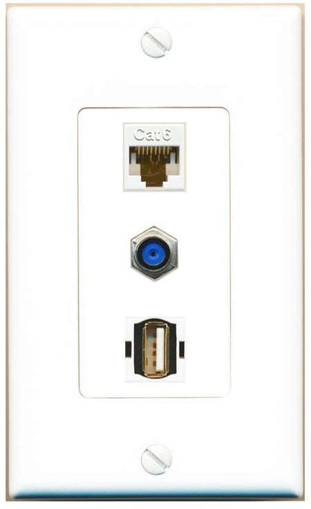 CAT6 F81 USB2 Wall Plate [White]
