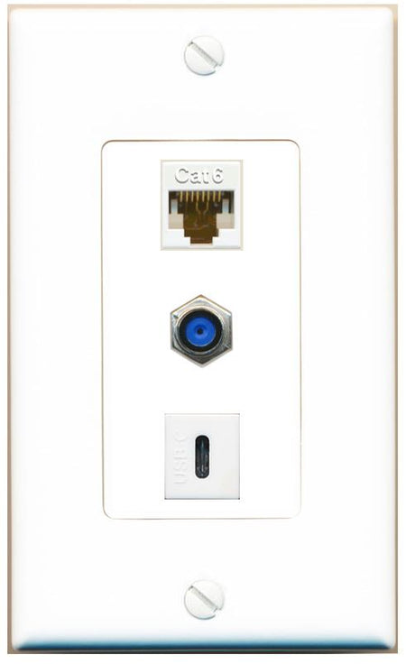 CAT6 F81 USBC Wall Plate [White]
