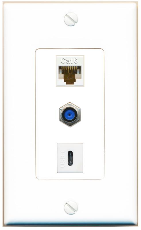 CAT6 F81 USBC Wall Plate [White]