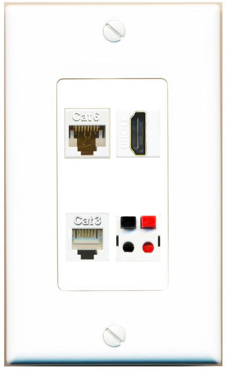 RiteAV CAT6 HDMI PHONE SPEAKER Wall Plate [White]