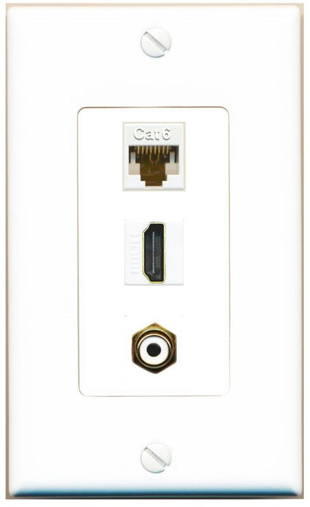 CAT6 HDMI RCA-WHITE Wall Plate [White]