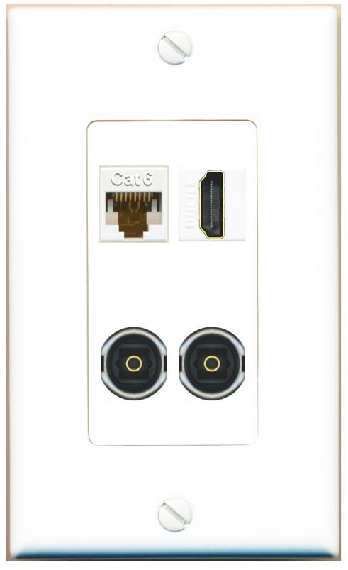 RiteAV CAT6 HDMI 2 TOSLINK Wall Plate [White]