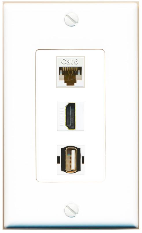 CAT6 HDMI USB2 Wall Plate [White]