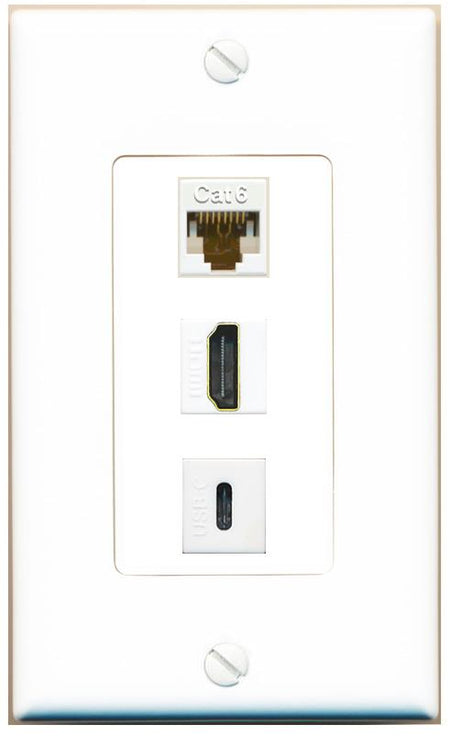 CAT6 HDMI USBC Wall Plate [White]