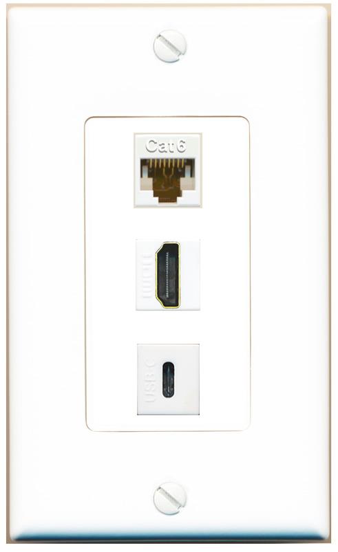 CAT6 HDMI USBC Wall Plate [White]