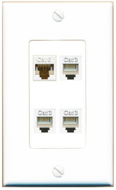 RiteAV CAT6 3 PHONE Wall Plate [White]