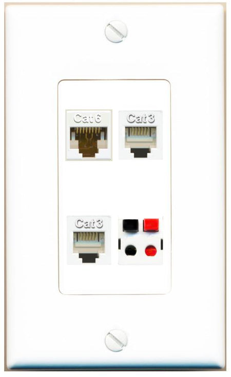 RiteAV CAT6 2 PHONE SPEAKER Wall Plate [White]