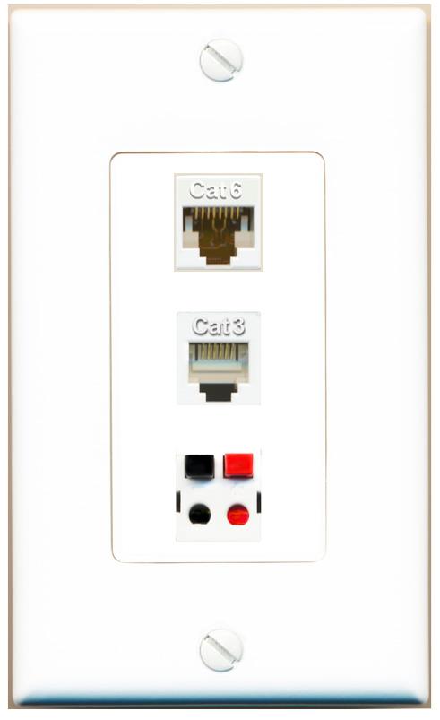 CAT6 PHONE SPEAKER Wall Plate [White]