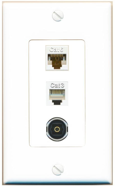CAT6 PHONE TOSLINK Wall Plate [White]
