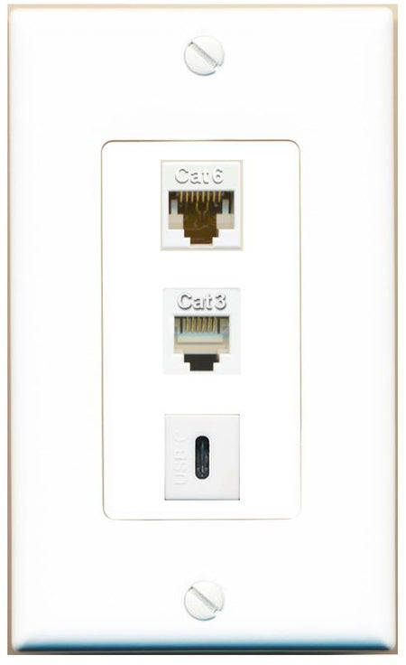 CAT6 PHONE USBC Wall Plate [White]