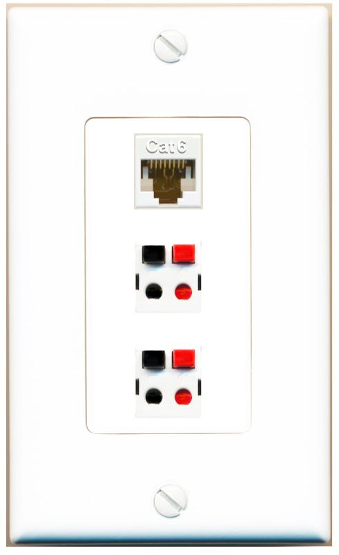 CAT6 2 SPEAKER Wall Plate [White]