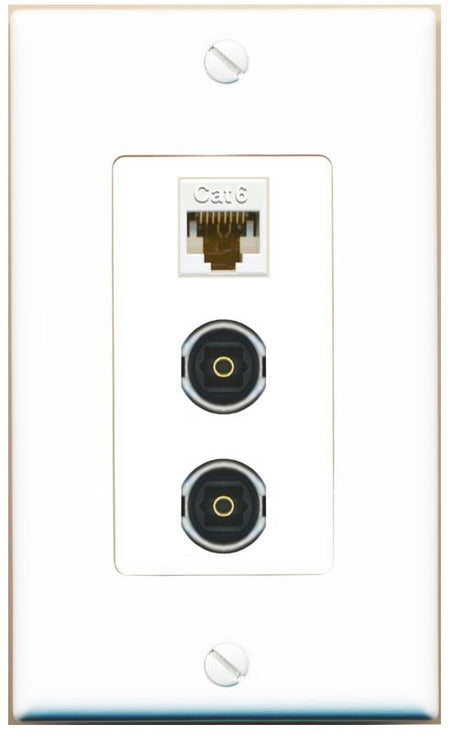 CAT6 2 TOSLINK Wall Plate [White]