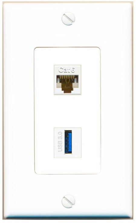CAT6 USB-3 Wall Plate [White]