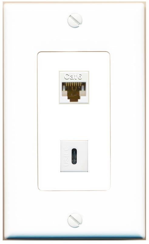 CAT6 USBC Wall Plate [White]