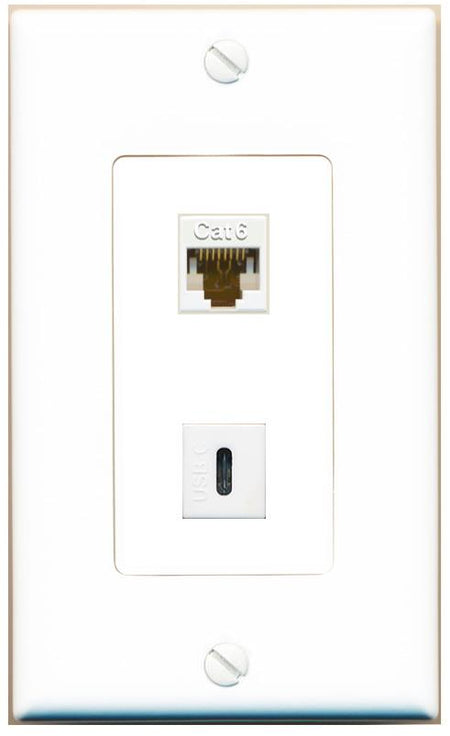 CAT6 USBC Wall Plate [White]