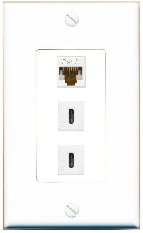 CAT6 2 USBC Wall Plate [White]
