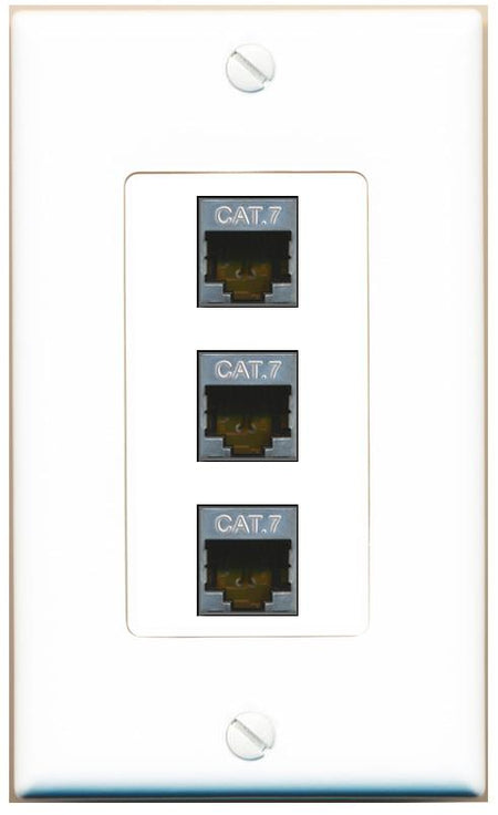 3 CAT7 Wall Plate [White]