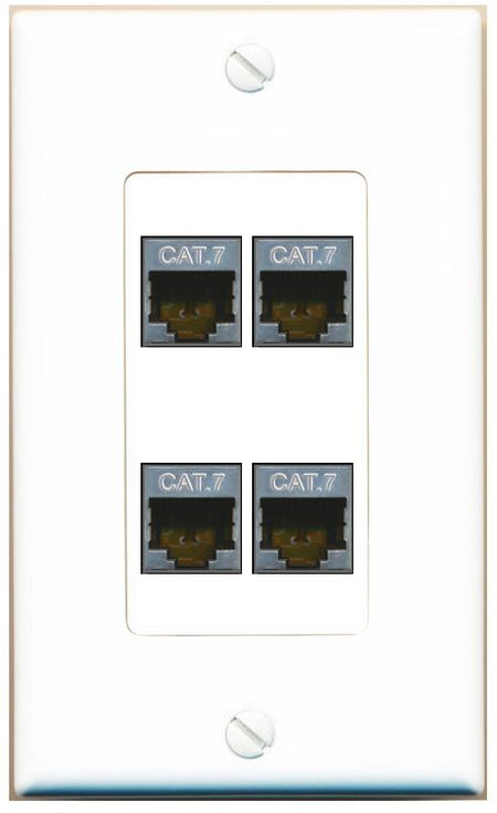 RiteAV 4 CAT7 Wall Plate [White]