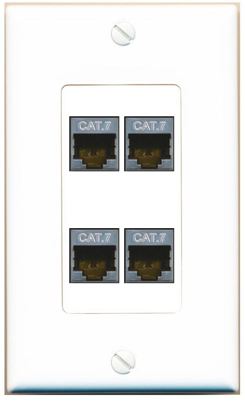 RiteAV 4 CAT7 Wall Plate [White]