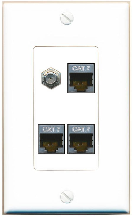 RiteAV 3 CAT7 COAX Wall Plate [White]