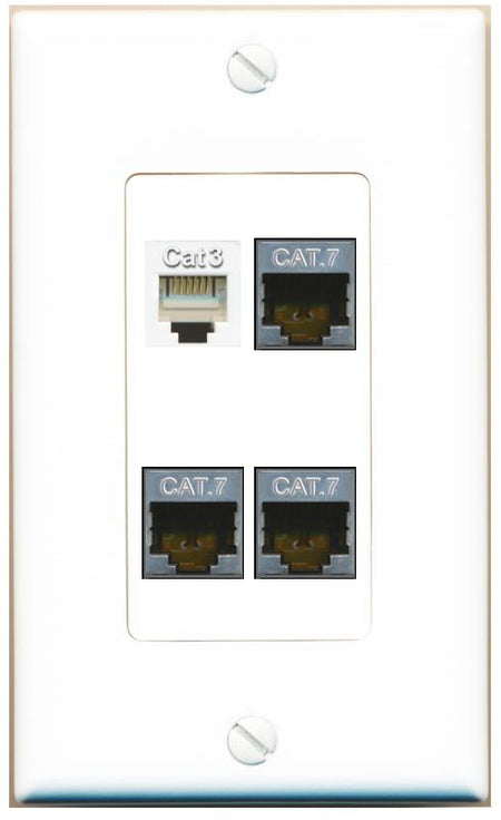 RiteAV 3 CAT7 PHONE Wall Plate [White]