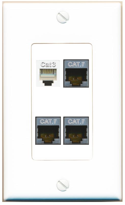 RiteAV 3 CAT7 PHONE Wall Plate [White]