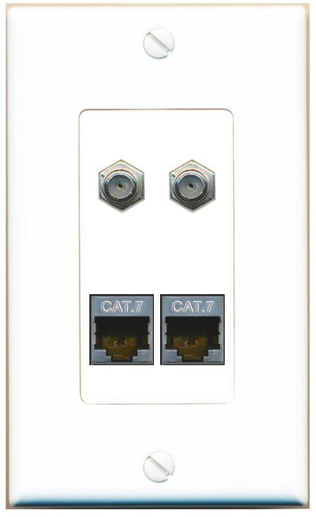 RiteAV 2 CAT7 2 COAX Wall Plate [White]