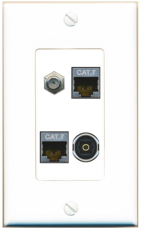 RiteAV 2 CAT7 COAX TOSLINK Wall Plate [White]