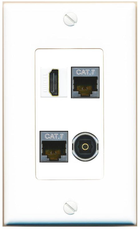 RiteAV 2 CAT7 HDMI TOSLINK Wall Plate [White]