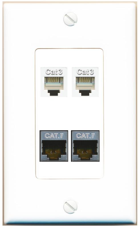 RiteAV 2 CAT7 2 PHONE Wall Plate [White]