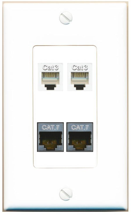 RiteAV 2 CAT7 2 PHONE Wall Plate [White]