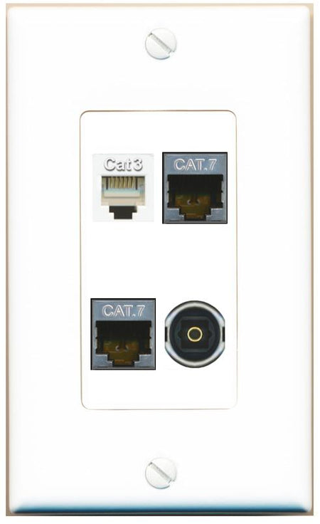 RiteAV 2 CAT7 PHONE TOSLINK Wall Plate [White]