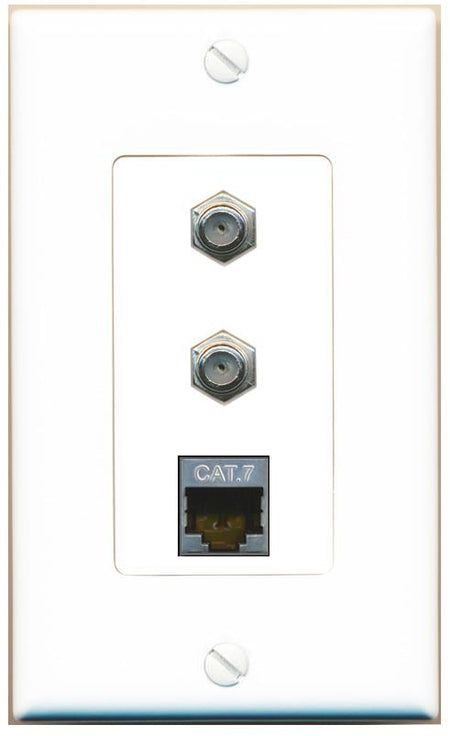 CAT7 2 COAX Wall Plate [White]