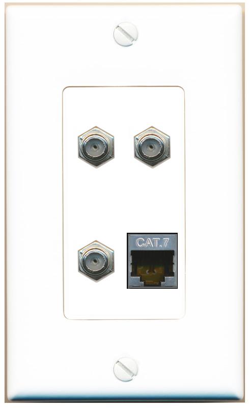 RiteAV CAT7 3 COAX Wall Plate [White]