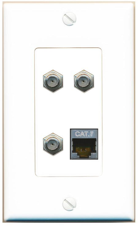 RiteAV CAT7 3 COAX Wall Plate [White]