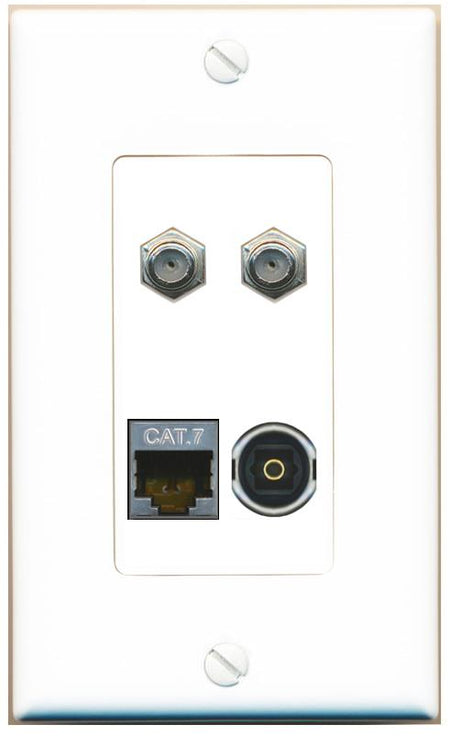 RiteAV CAT7 2 COAX TOSLINK Wall Plate [White]
