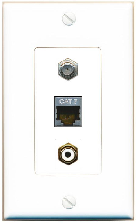 CAT7 COAX RCA-WHITE Wall Plate [White]