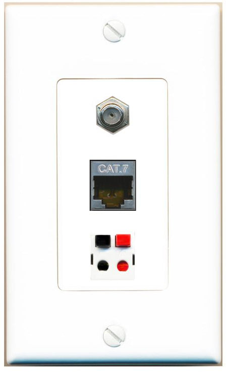 CAT7 COAX SPEAKER Wall Plate [White]