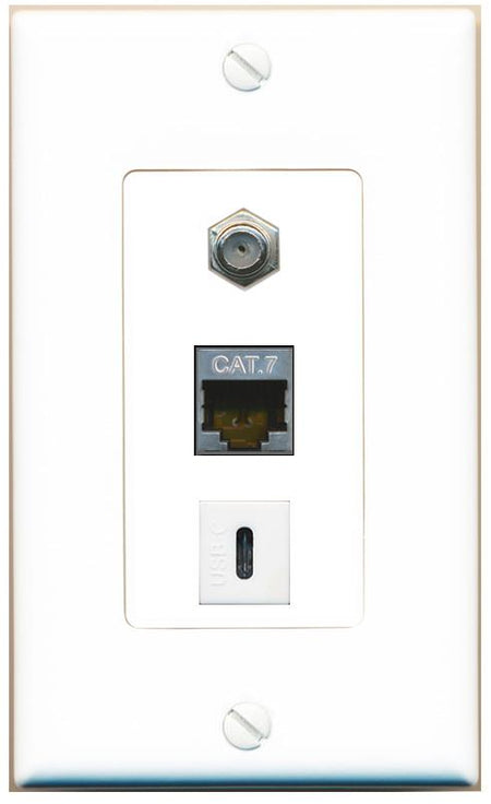 CAT7 COAX USBC Wall Plate [White]