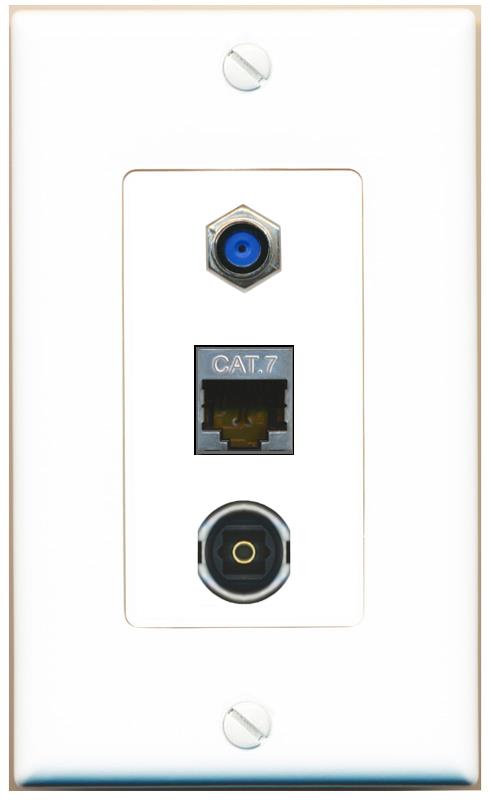 CAT7 F81 TOSLINK Wall Plate [White]