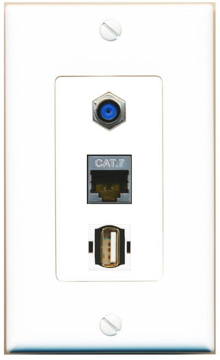 CAT7 F81 USB2 Wall Plate [White]