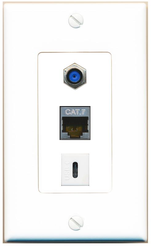 CAT7 F81 USBC Wall Plate [White]