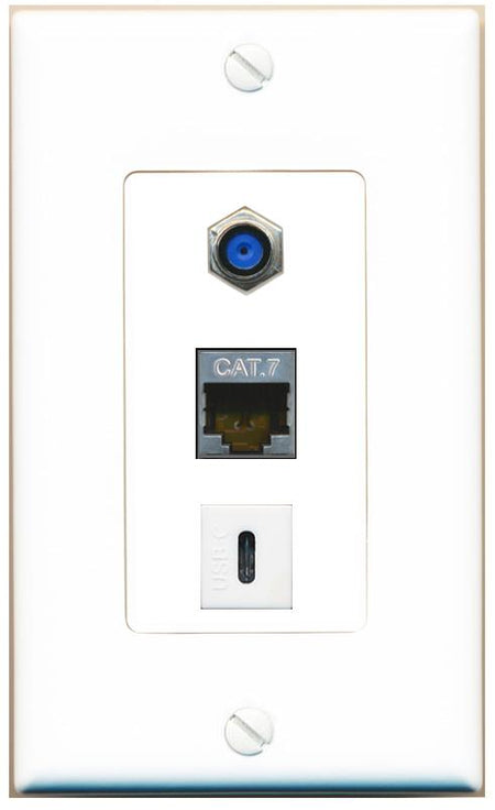 CAT7 F81 USBC Wall Plate [White]