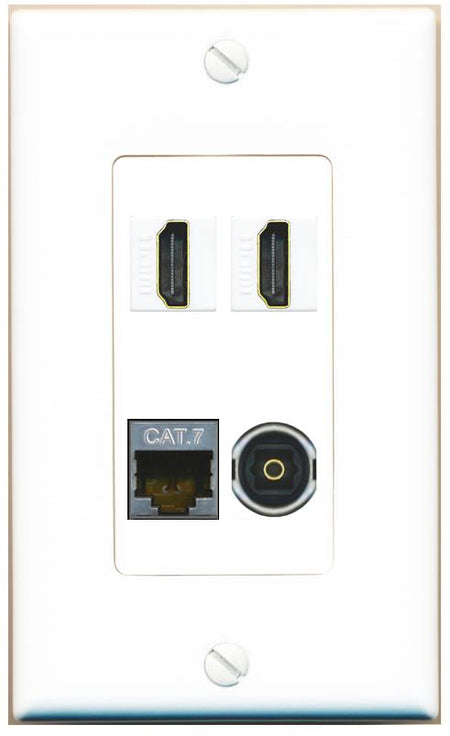 RiteAV CAT7 2 HDMI TOSLINK Wall Plate [White]