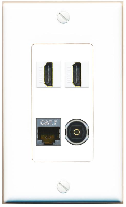 RiteAV CAT7 2 HDMI TOSLINK Wall Plate [White]