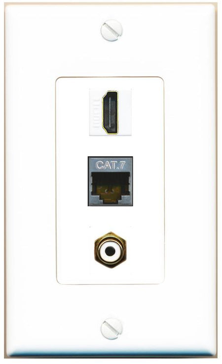 CAT7 HDMI RCA-WHITE Wall Plate [White]