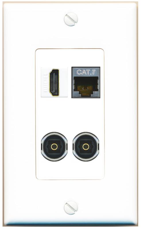 RiteAV CAT7 HDMI 2 TOSLINK Wall Plate [White]