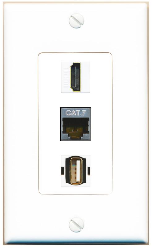 CAT7 HDMI USB2 Wall Plate [White]