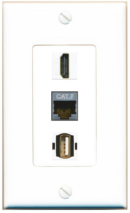 CAT7 HDMI USB2 Wall Plate [White]