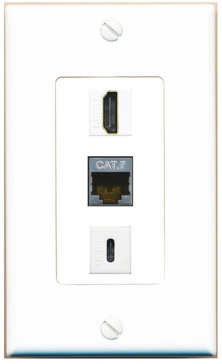 CAT7 HDMI USBC Wall Plate [White]